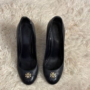 Tory Burch Black Heels with Gold Accent